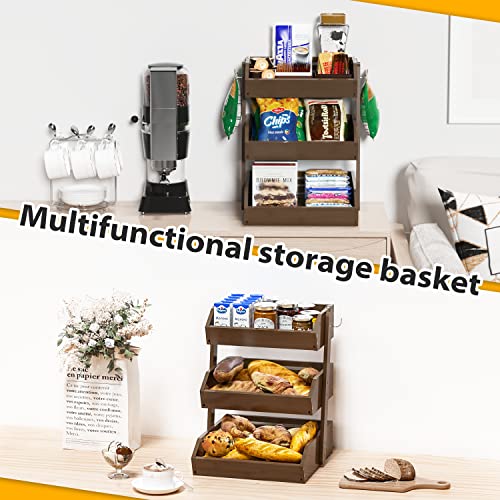 Bamboo Fruit Basket for Kitchen (3-Tier Walnut)