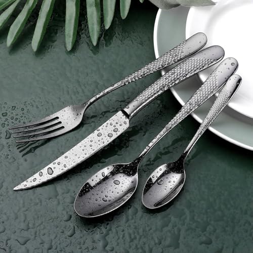 Hammered Black Silverware Set (Hammered Black | 24pcs)