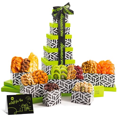 Dried Fruit & Mixed Nuts Gift Basket (Leaf - 6 Tier Tower)