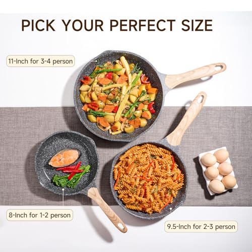 8 & 10 Inch Nonstick Frying Pan Sets for Cooking Dual Spouts Skillet (2 Count)