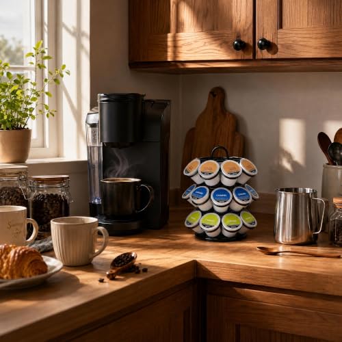 Rotating Coffee Pod Holder for Keurig Pods (27 Pods Capacity-Black)