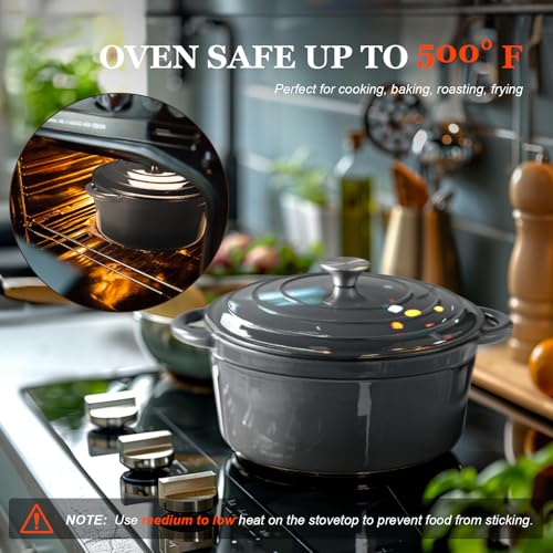 Enameled Cast Iron Dutch Oven (7 Quart / Grey)