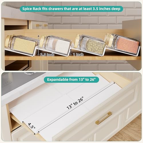 White Acrylic Spice Drawer Organizer (White / 4 Pack)