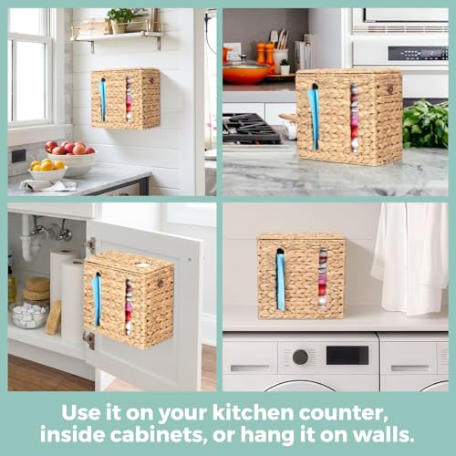 Trash Bag Holder with Scalloped Lid 13 (Natural)