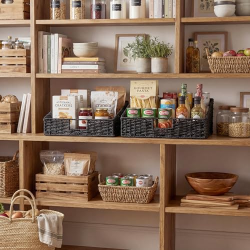 Pantry Baskets (Black(Paper Rope) / 15¾"L x 11"W x 7½"H + 14¼"L x 9¾"W x 6¾"H)