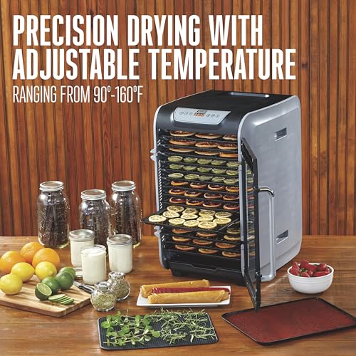 Food Dehydrator Machine for Jerky (Precision Digital Temperature Control (90-160F) / 15 trays, Gray)