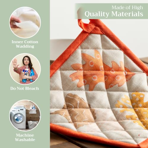Pot Holders 100% Cotton Potholders (103 - Colours of Autumn / 8" x 8" (Pot Holder Pack of 2))