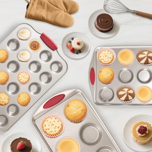 24 Cup Mini Cupcake Pan with Silicone Handles (2 Count)