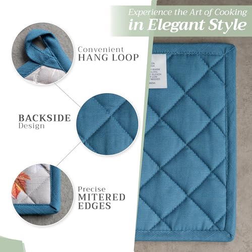 100% Cotton Oven Mitt & Pot Holder Set (037 - Equinoxe - Grey / 7.5" x 13" & 8" x 8" (Oven Mitt & Pot Holder))