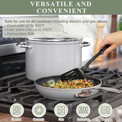Healthy Duralon Blue Ceramic Nonstick Cookware Set (Cool Gray / 12pc Cookware Set / Cookware Set)