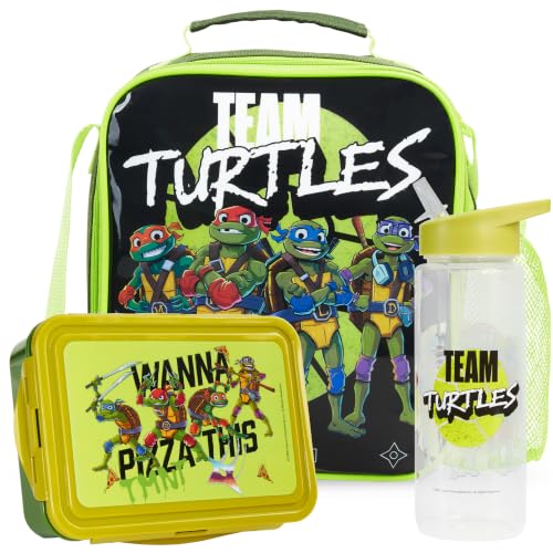 Teenage Mutant Ninja Turtles Boys Lunch Box 3Pc Set (Dark Green TMNT)