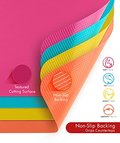 Heavy Duty Cutting Board Grippmat (11.5 x 14 inches / Turquoise / Pink / Orange / Yellow)