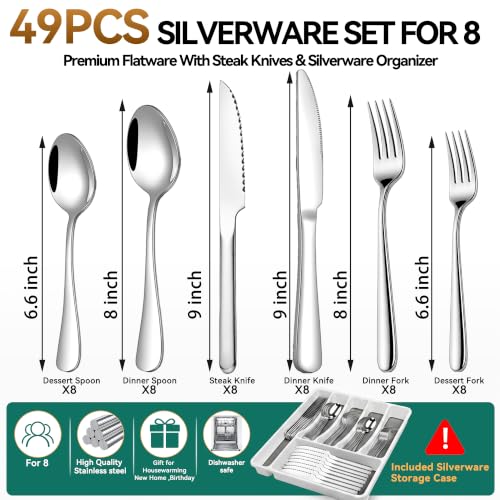 49PCS Silverware Set with Organizer (White)