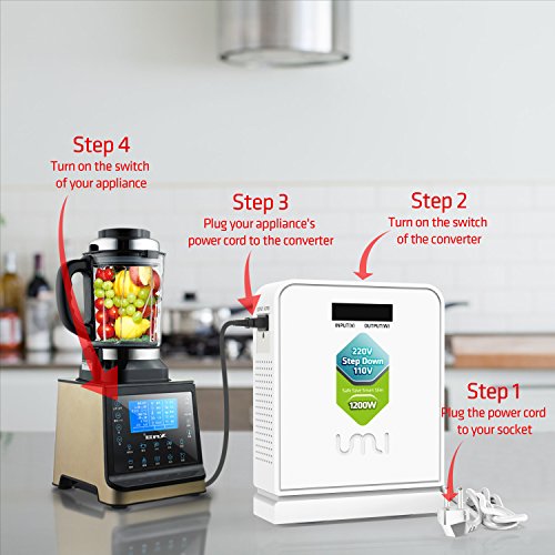 Step Down Transformer 220V to 110V 1200W Use US Appliances to Europe (1200W-220V to 110V)