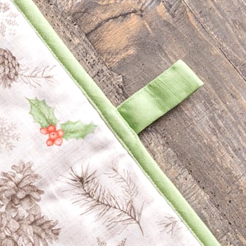 Double Oven Mitts 100% Cotton Double Oven Glove (115 - Christmas Dew / 7" x 35" (Double Oven Mitt))
