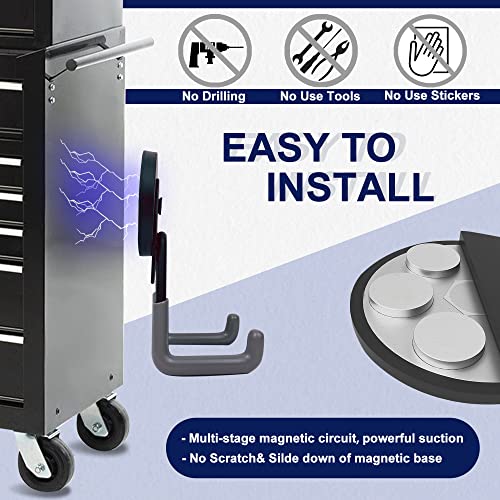 4 Pack Heavy Duty Magnetic Hooks 2.6" Garage Storage Tools Gray (2.6‘’ Diameter Base / Gray Hook)