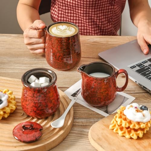 Ceramic Sugar and Creamer Set (Red)