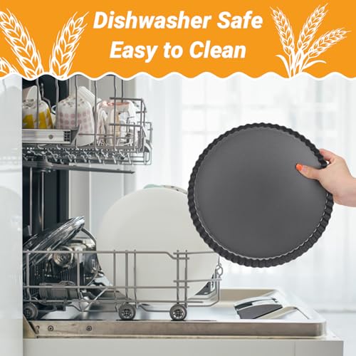 Tart Pan 10 Inch with Removable Bottom (Black-Round-1 pack / 10 Inch)
