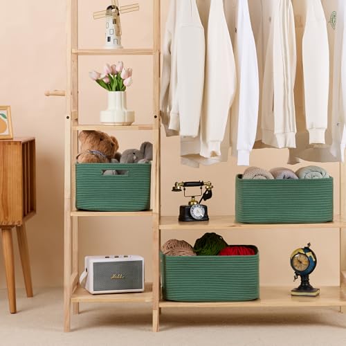 Large Storage Baskets for Shelves (2pcs-L17×W13×H7.5" / Green)