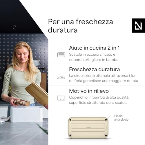 Bread Box for Kitchen Countertop (Almond Beige)
