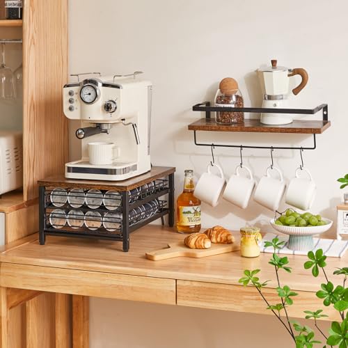 2 Tie Coffee Pod Drawer for Nespresso Vertuo Pods (80 Pods Nespresso / Rustic Brown)