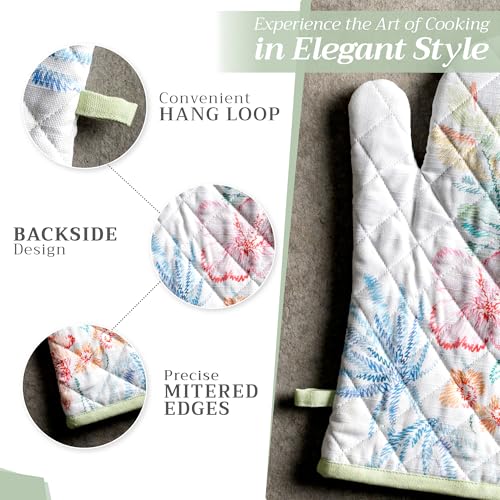 Maison d'Hermine Oven Gloves 100% Cotton Oven Mitt (102 - Paradise Island / 7.5" x 13" (Oven Mitt))