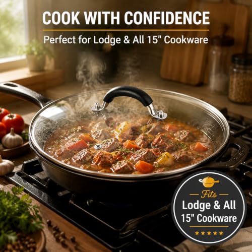 15 Inch Tempered Glass Lid for Lodge Skillets (15" Lid)