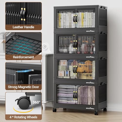 180Qt Stackable Storage Bins with Lid (Black / 60QT-3Pack)