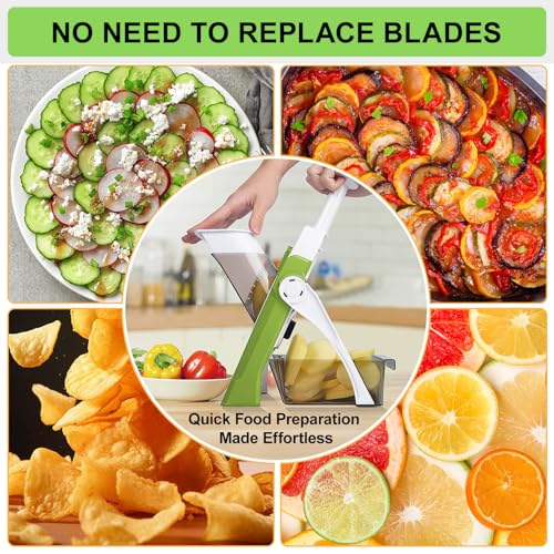 Upgraded Mandoline Slicer for Kitchen &Safe Vegetable Chopper 5 in 1 & Adjustable Mandoline Slicer