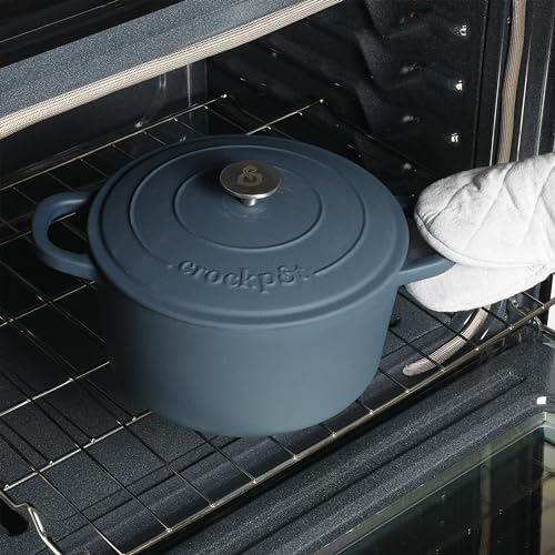 Artisan 5 Quart Round European Enameled Cast Iron Dutch Oven with Lid (Matte Navy Blue / 5-Quart)