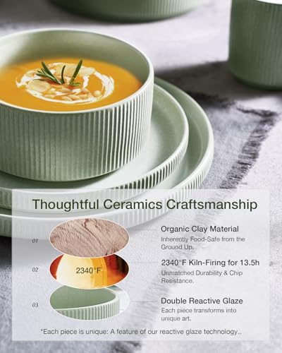 Star Stoneware Dinnerware Set (Matte Sage Green)