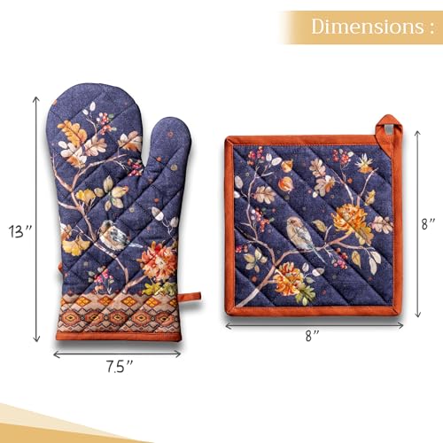 100% Cotton Oven Mitt & Pot Holder Set (020 - Kelim - Infinity / 7.5" x 13" & 8" x 8" (Oven Mitt & Pot Holder))