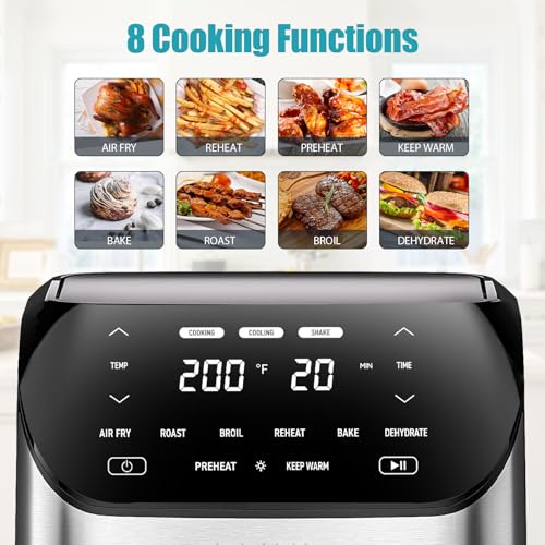 Air Fryer 6.2 QT Large Capacity Oilless Hot Air Fryers Oven 1500W Healthy Cooker with 10 Presets