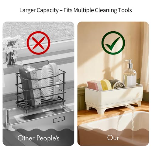 Rotating Drain Sponge Holder for Kitchen Sink Off (Off-White 1)