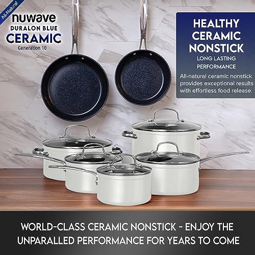 Healthy Duralon Blue Ceramic Nonstick Cookware Set (Vanilla Cream / 12pc Cookware Set / Cookware Set)