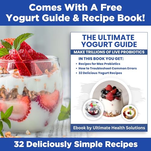 Probiotic Yogurt Maker with Adjustable Time & Temperature Control (With Two 1-Quart Containers)