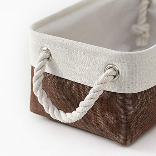 Small Storage Baskets for Shelves (White&Flaxen / Small (Pack of 6))