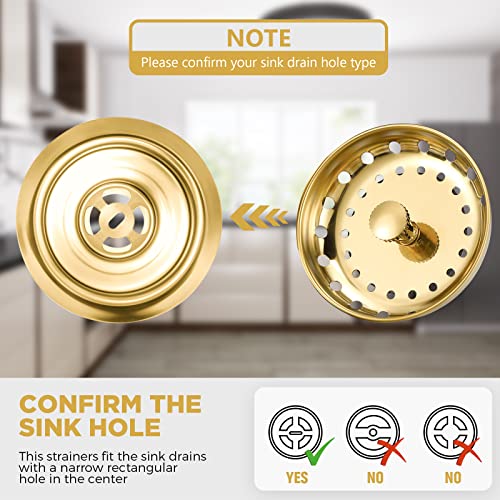 3 Pcs Sink Plug Stopper Disposal Drain Strainer (Light Gold)