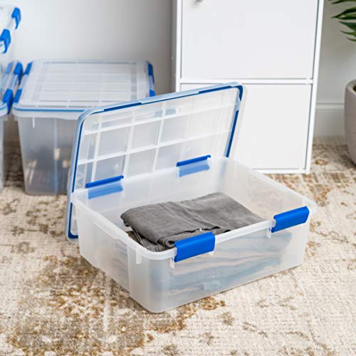 4-Pack 26.5/44 Combo Qt Storage Bins with Gasket Lids, Clear/Blue (27 & 44 Qt. Combo)