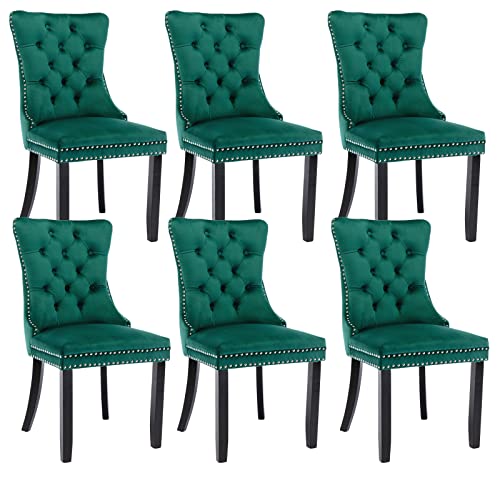 Green Velvet Dining Chairs Set of 6 (Green)