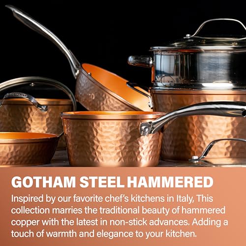 Hammered 15 Pc Ceramic Cookware Set