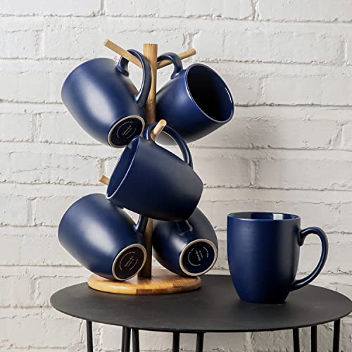 16 oz Coffee Mugs Set of 6 (Matte Blue)