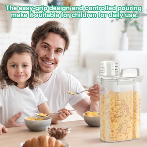 Rice Container Cereal Storage Container 2 Pack 5 Lbs (Beige 3+3Qt)