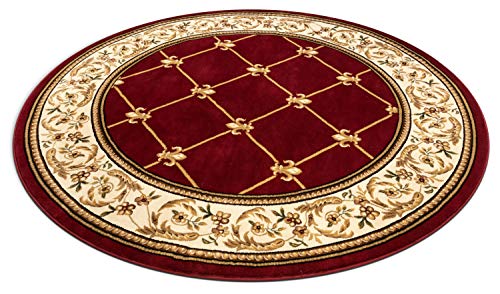 Patrician Trellis Red French European Formal Traditional 8 Round (7'10" (Round) / Red)