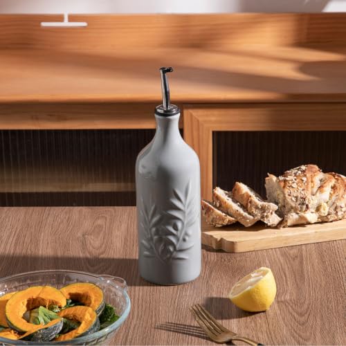 Sweejar Ceramic Olive Oil Dispenser Bottle (Dark Gray / 20 oz, Set of 1)