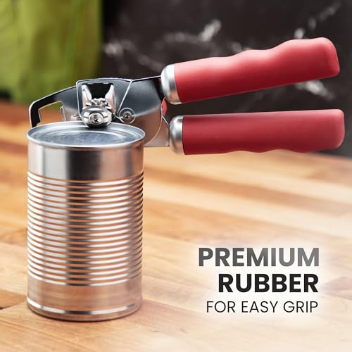 Manual Can Opener Heavy Duty Patented Stainless Steel (Red / Comfy Grip)