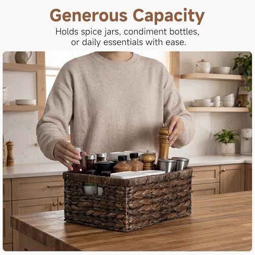 Wicker Storage Baskets (Brown (Water Hyacinth) / 15"L x 11"W x 6¾"H)