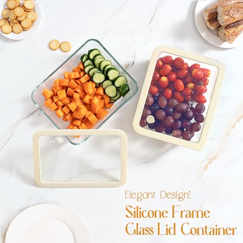 Glass Food Container Set with Glass Lid (White Sand - 2P)