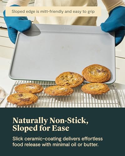 Non Stick Ceramic Baking Sheet Trio and Cookie Sheet Set (Navy / Baking Sheet Trio & Cookie Sheet)