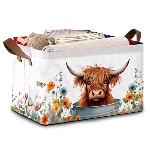 Farm Animal Storage Basket Large 17x11.5x10.5 Inche (Cute Cow Animal)